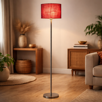 Artistic Maroon Color Drum Shaped Designer Steel Floor Lamp