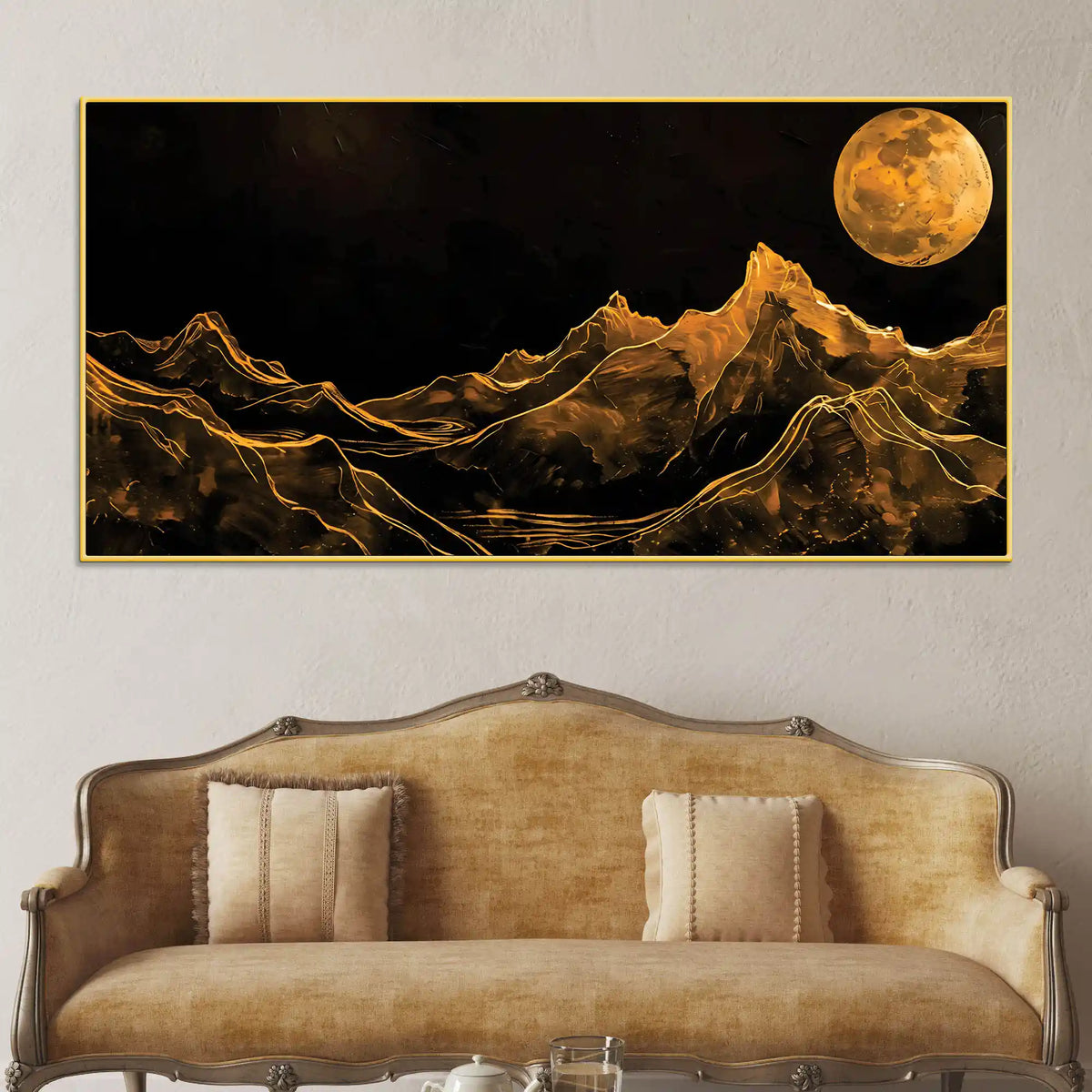 Artistic Moonlight Mountain Canvas Painting