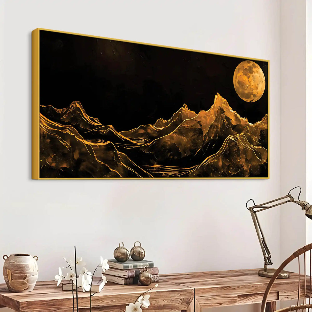Artistic Moonlight Mountain Canvas Painting