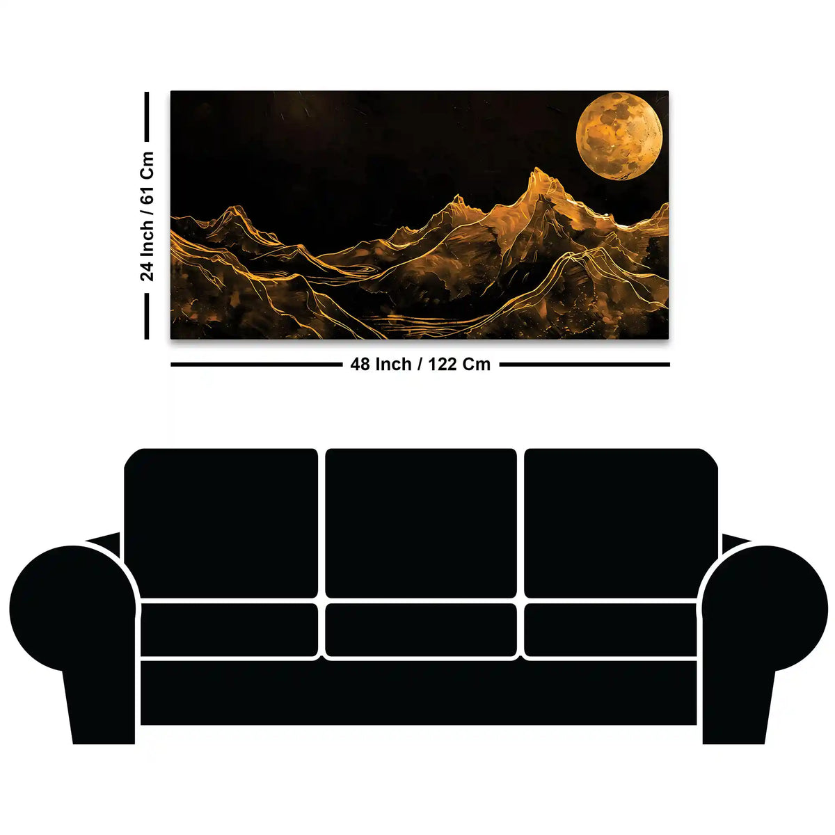 Artistic Moonlight Mountain Canvas Painting