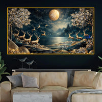 Artistic Nature Deer Crystal Glass Painting Office & Home Décor