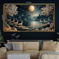 Artistic Nature Deer Crystal Glass Painting Office & Home Décor