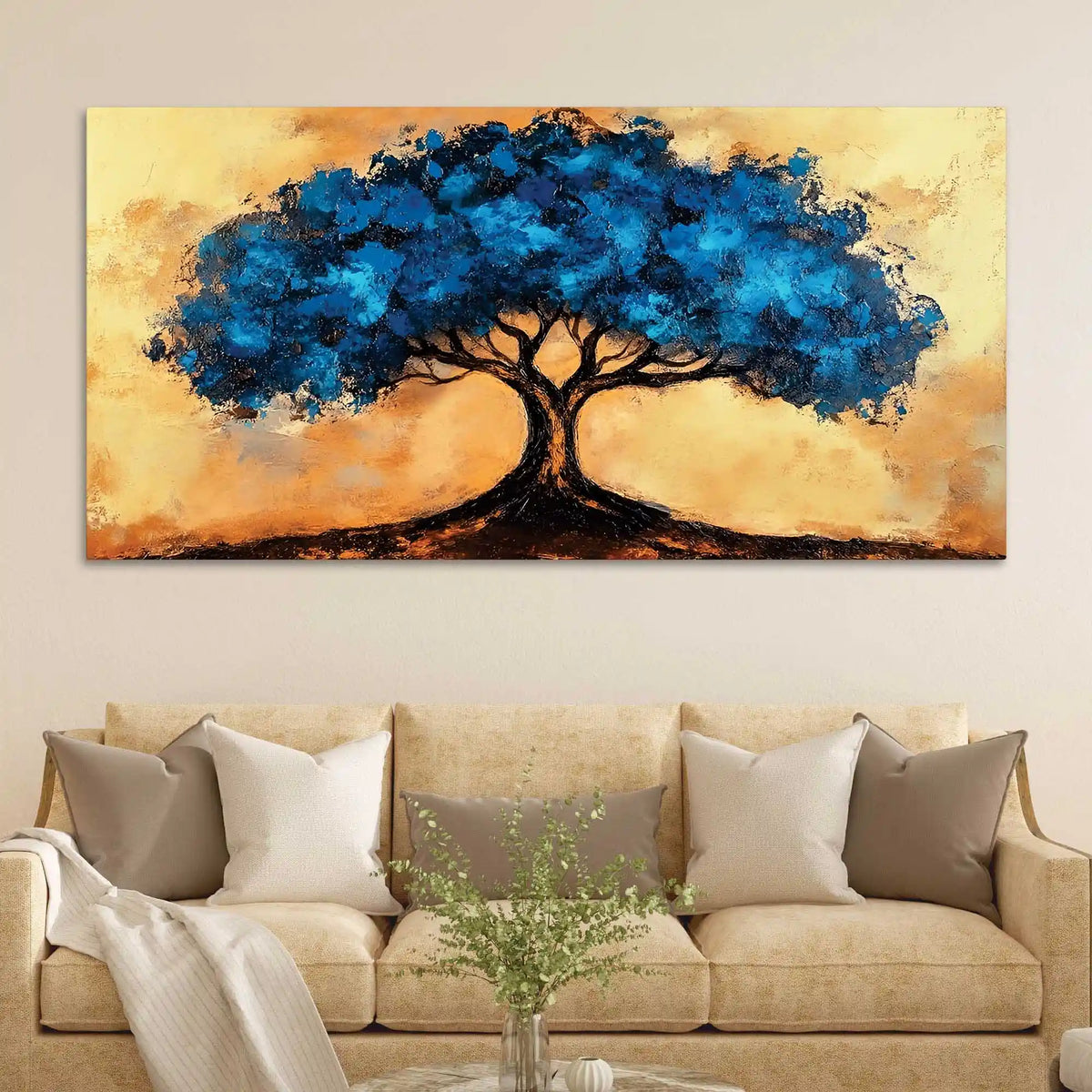 Artistic Nature Tree Canvas Wall Abstract Painting for Modern Decor