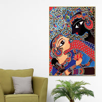 Artistic Radha Krishna Canvas Painting | Indian Style Spiritual Wall Art
