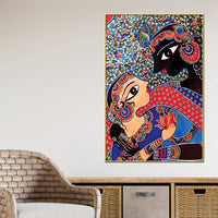 Artistic Radha Krishna Canvas Painting | Indian Style Spiritual Wall Art