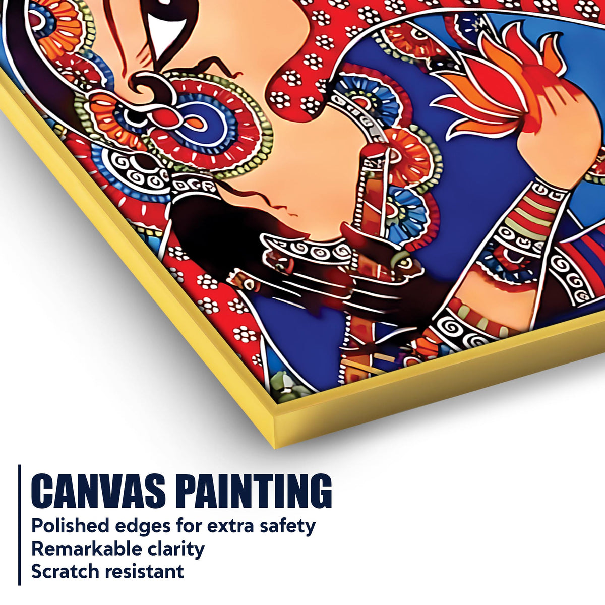 Artistic Radha Krishna Canvas Painting | Indian Style Spiritual Wall Art