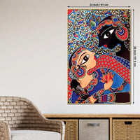 Artistic Radha Krishna Canvas Painting | Indian Style Spiritual Wall Art