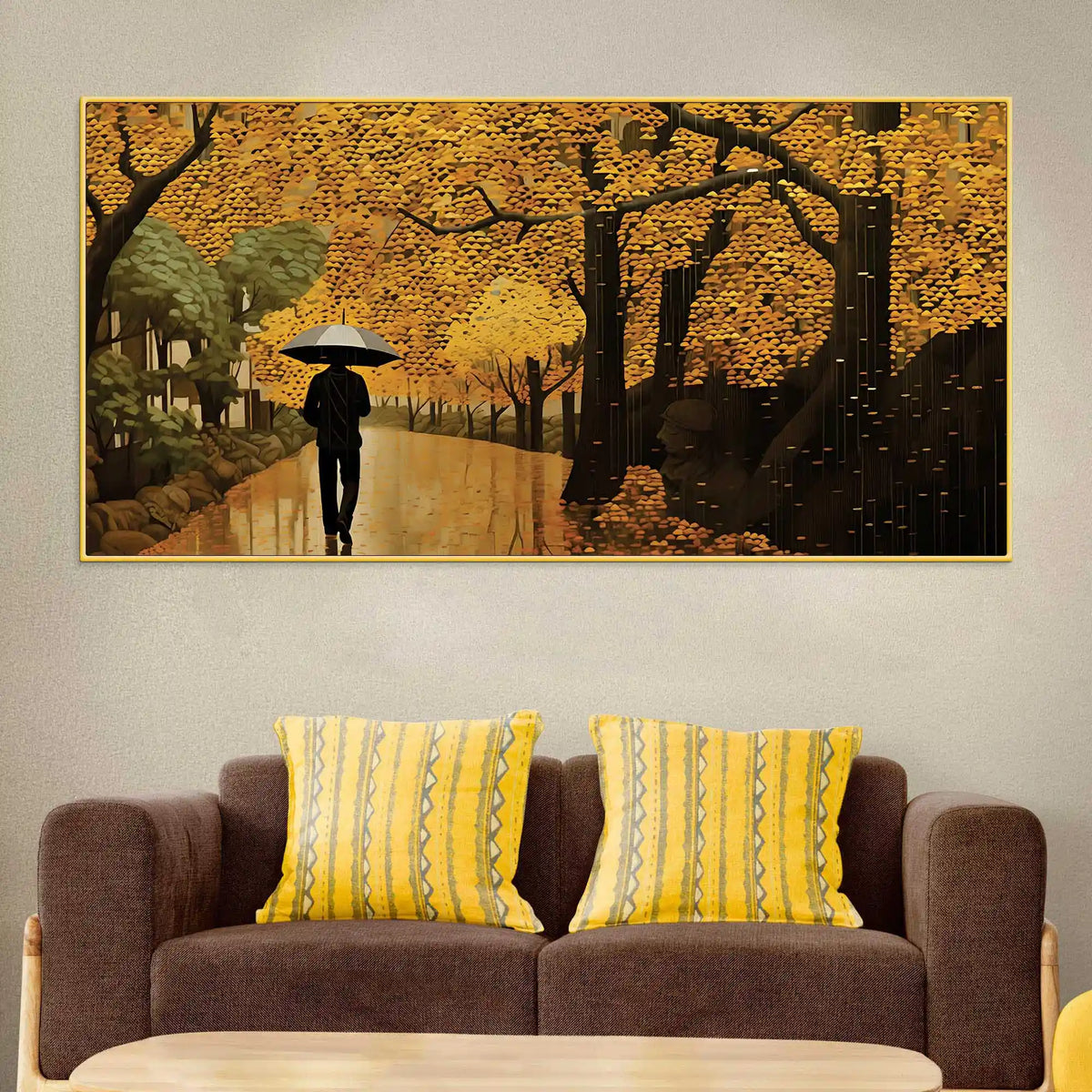 Artistic Rainy Day Forest Canvas Painting for Nature Wall Décor