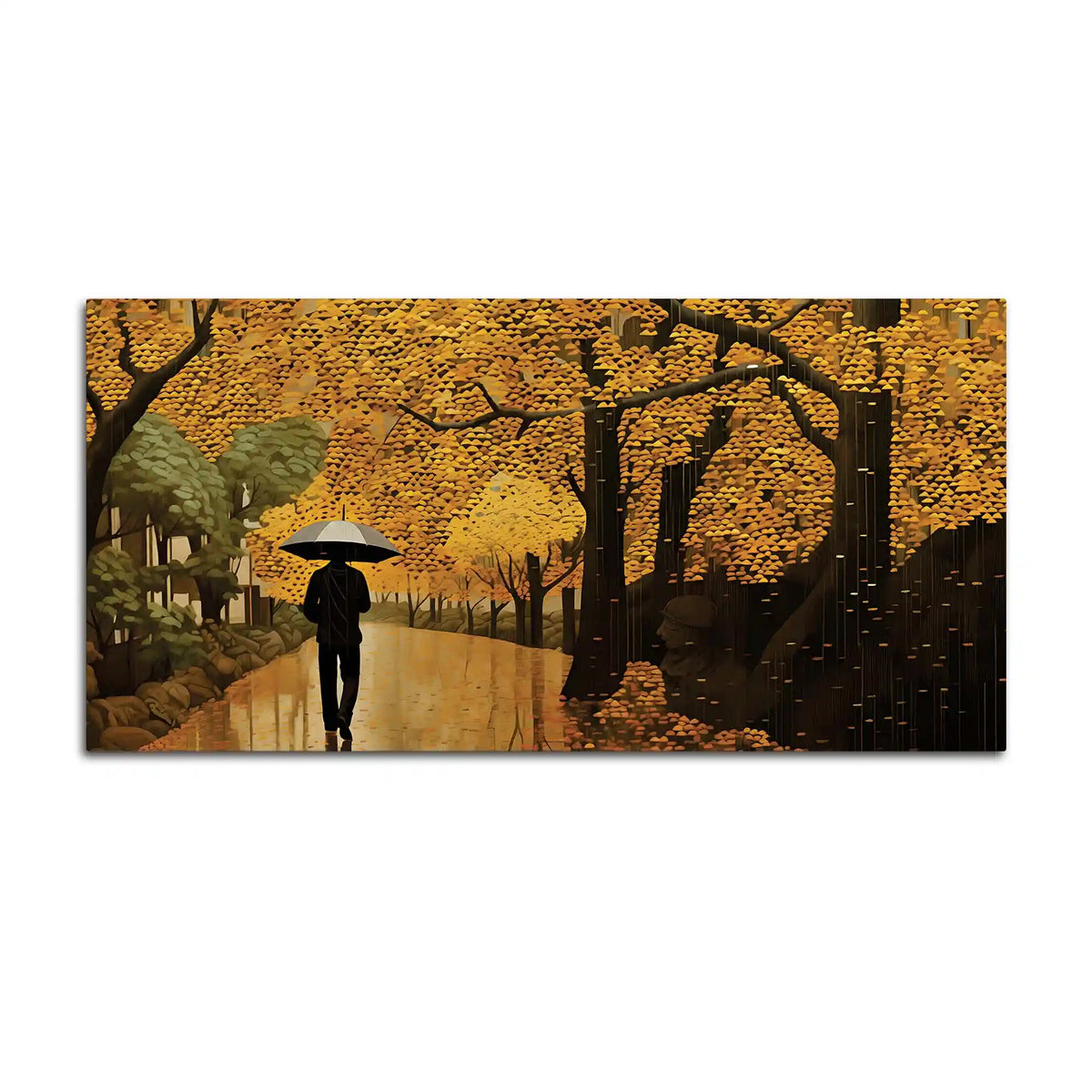 Artistic Rainy Day Forest Canvas Painting for Nature Wall Décor