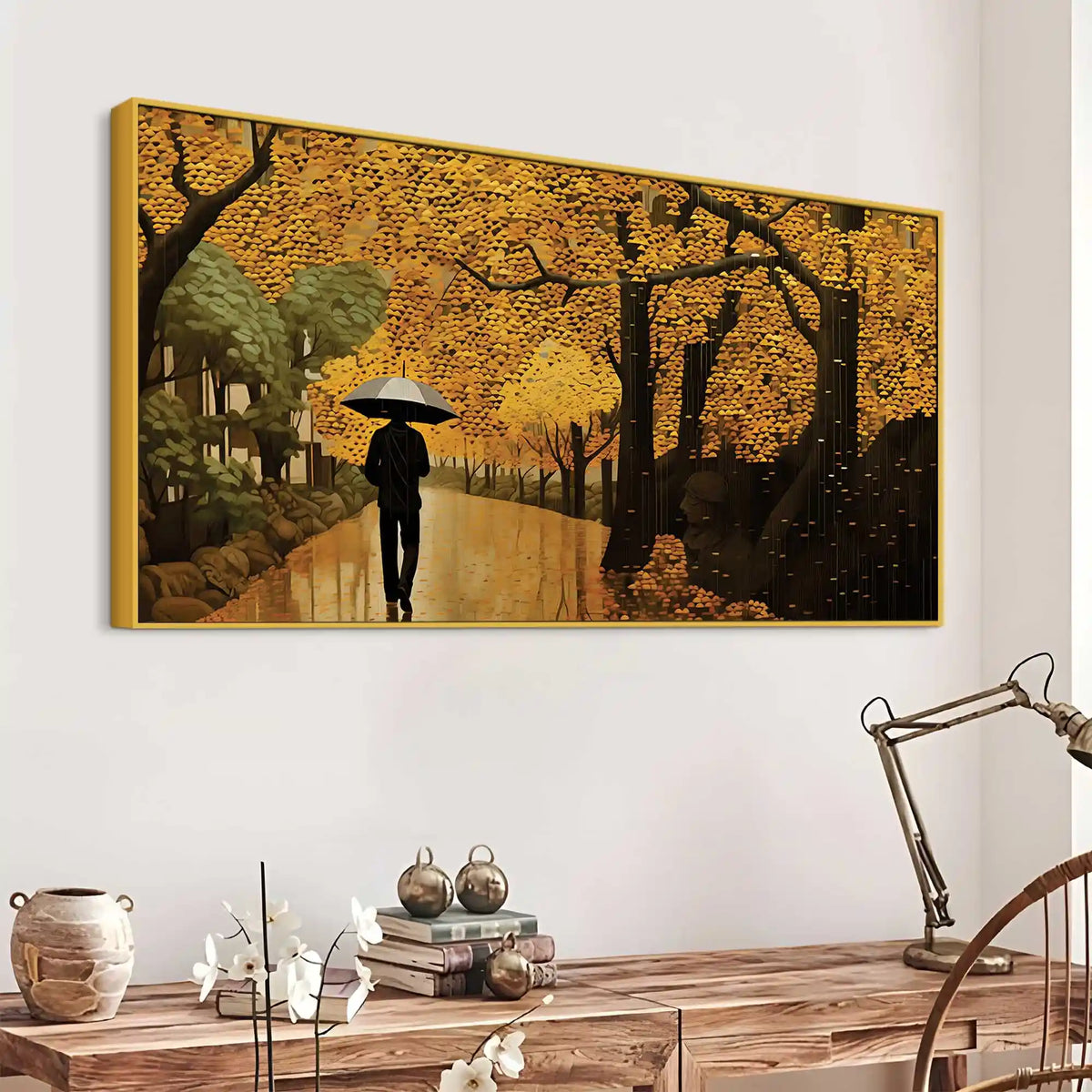 Artistic Rainy Day Forest Canvas Painting for Nature Wall Décor