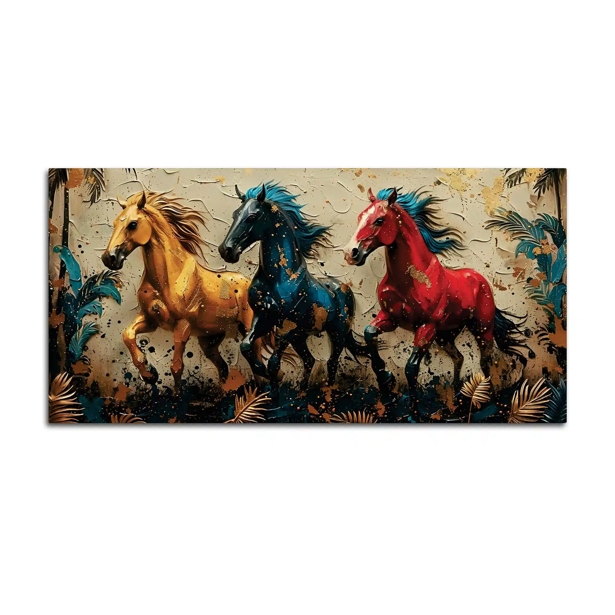 Artistic Running Horses Canvas Wall Art Abstract Painting for Modern Decor