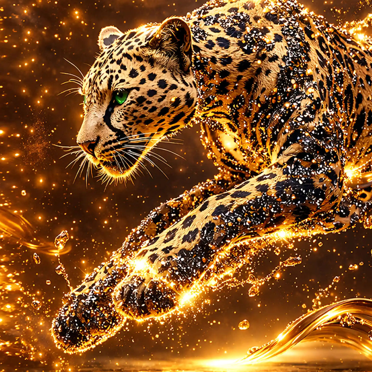 Artistic Running Leopard Crystal Glass Painting