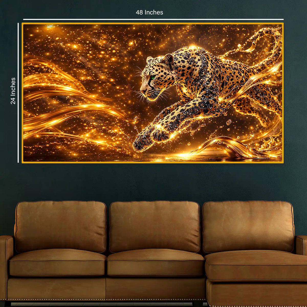 Artistic Running Leopard Crystal Glass Painting