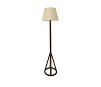Artistic Wooden Floor Lamp with Premium Beige Fabric Lampshade