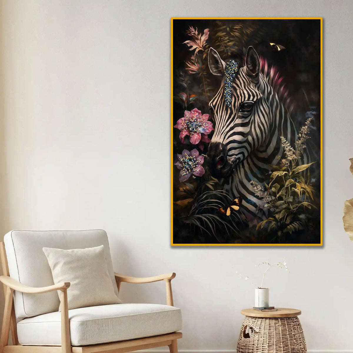 Artistic Zebra Wall Art Floating Frame Crystal Wall Painting
