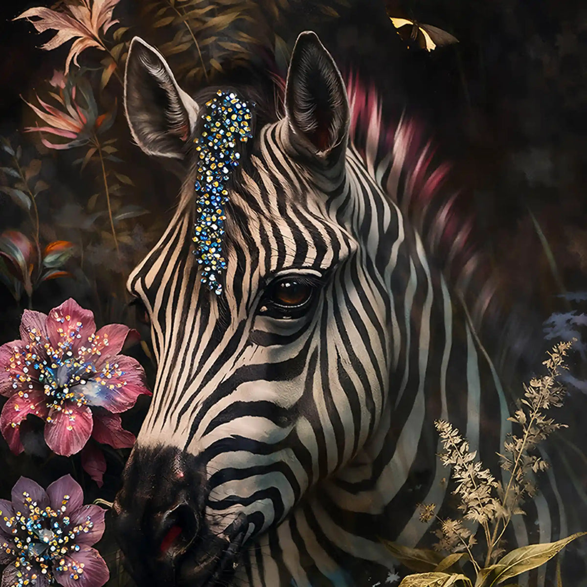 Artistic Zebra Wall Art Floating Frame Crystal Wall Painting