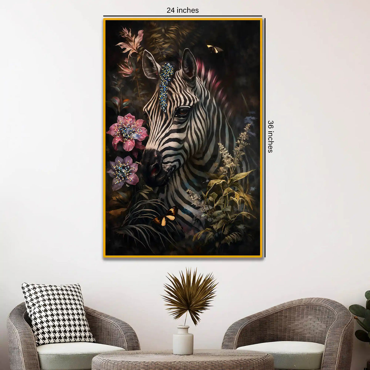 Artistic Zebra Wall Art Floating Frame Crystal Wall Painting