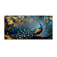 Astonishing Peacock in Golden Autumn Forest Canvas Wall Painting