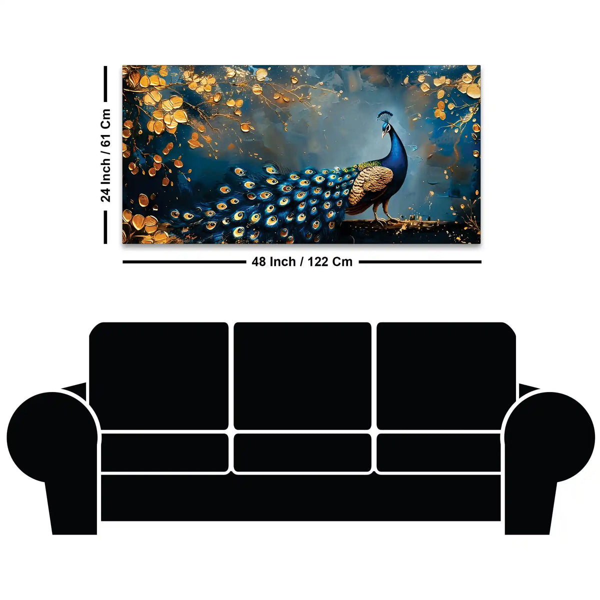 Astonishing Peacock in Golden Autumn Forest Canvas Wall Painting