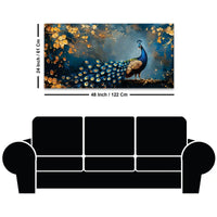 Astonishing Peacock in Golden Autumn Forest Canvas Wall Painting