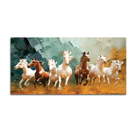 Auspicious Canvas wall Painting of Seven Running Horses