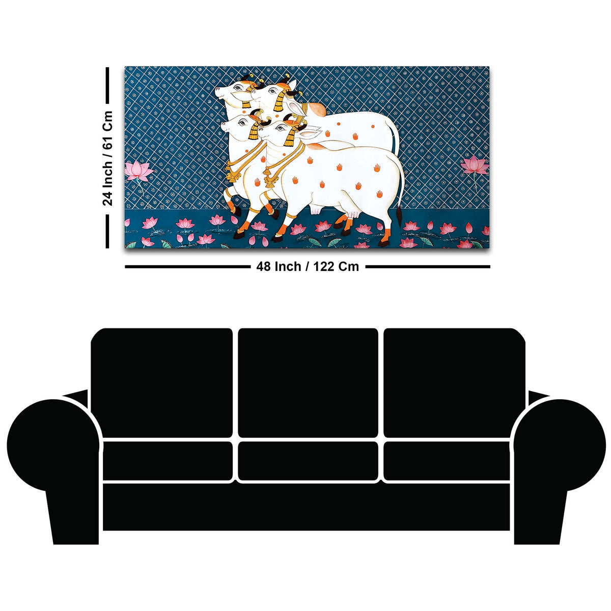Auspicious Cow Pichwai Art Religious Wall Painting