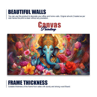 Auspicious Ganpati Floral Premium Canvas Wall Painting