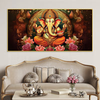 Auspicious Lord Ganesha Canvas Wall Painting for Prosperity and Wisdom – Modern Spiritual Wall Decor