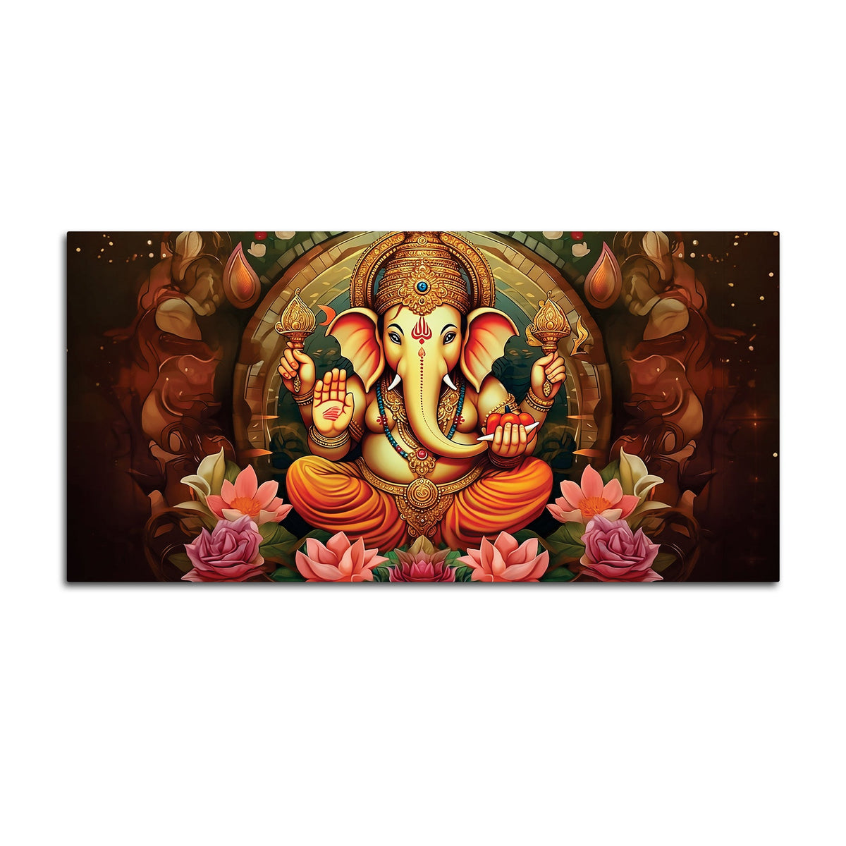 Auspicious Lord Ganesha Canvas Wall Painting for Prosperity and Wisdom – Modern Spiritual Wall Decor