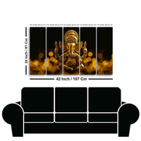Auspicious Lord Ganesha Canvas Wall Painting of Five Pieces