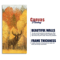 Autumn Foliage with Moose and Fox Canvas Wall Painting