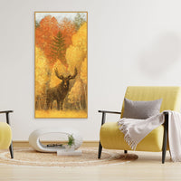 Autumn Foliage with Moose and Fox Canvas Wall Painting