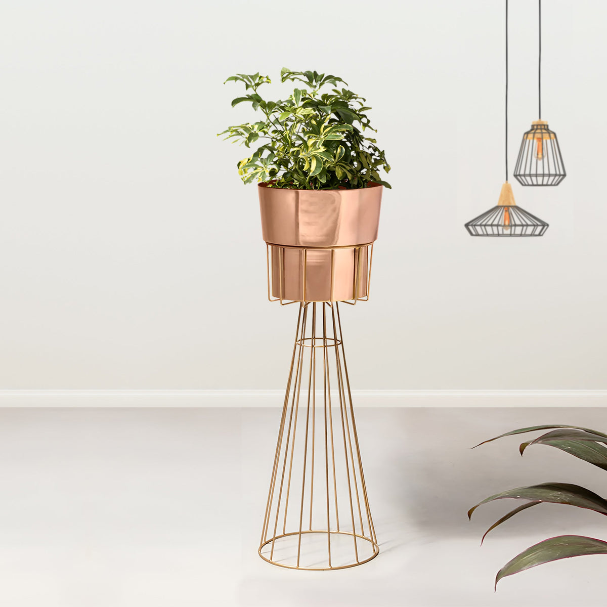 Avant Garden Gold Stand & Ross Gold Pot - Large Size Planter