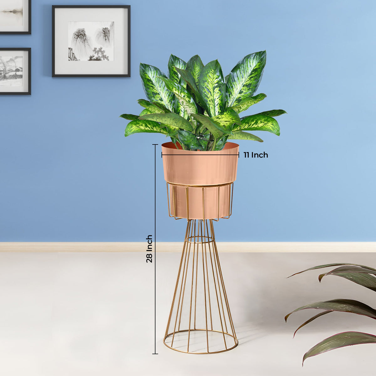 Avant Garden Gold Stand & Ross Gold Pot - Medium Size Planter