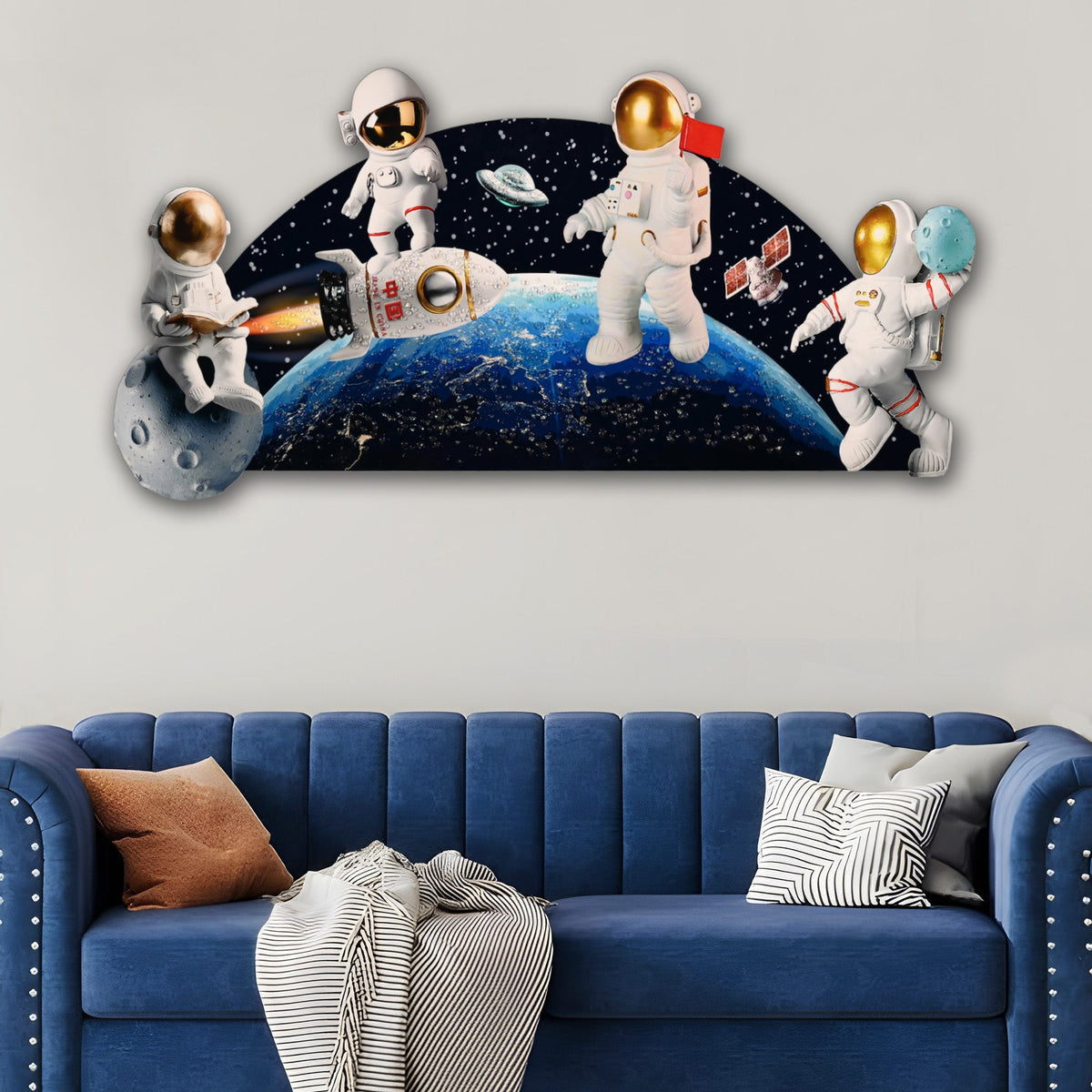 Baby Astronaut in Space Crystal Glass Backlit LED Wall Art