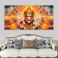 Bajrangbali Hanuman Cosmic Canvas Painting – Sacred Energy Decor