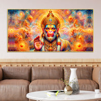 Bajrangbali Hanuman Cosmic Canvas Painting – Sacred Energy Decor