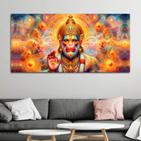 Bajrangbali Hanuman Cosmic Canvas Painting – Sacred Energy Decor