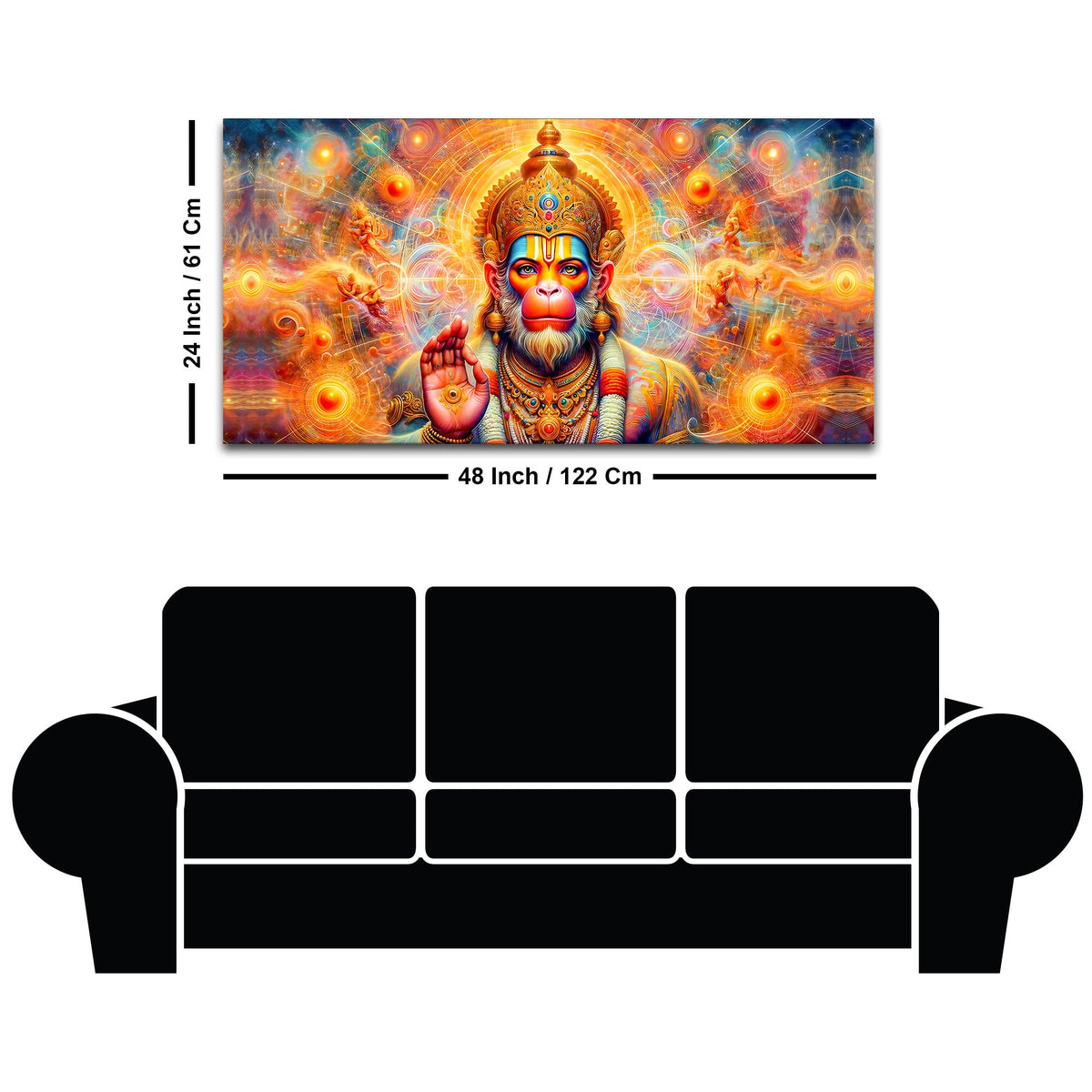 Bajrangbali Hanuman Cosmic Canvas Painting – Sacred Energy Decor