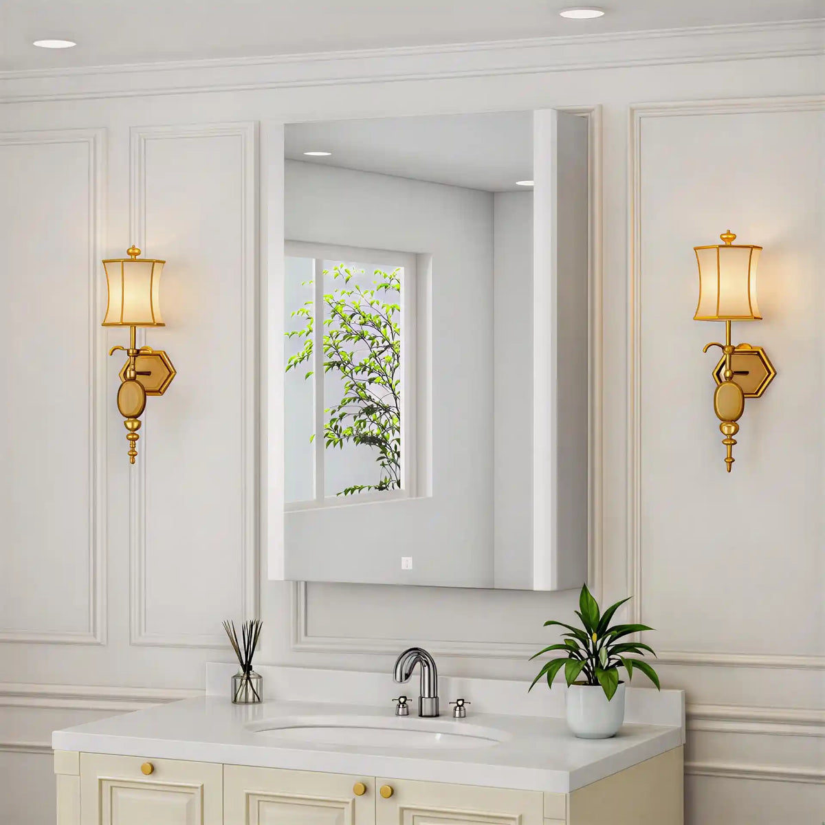 Bathroom Mirror Cabinet with Lighting and Ample Storage