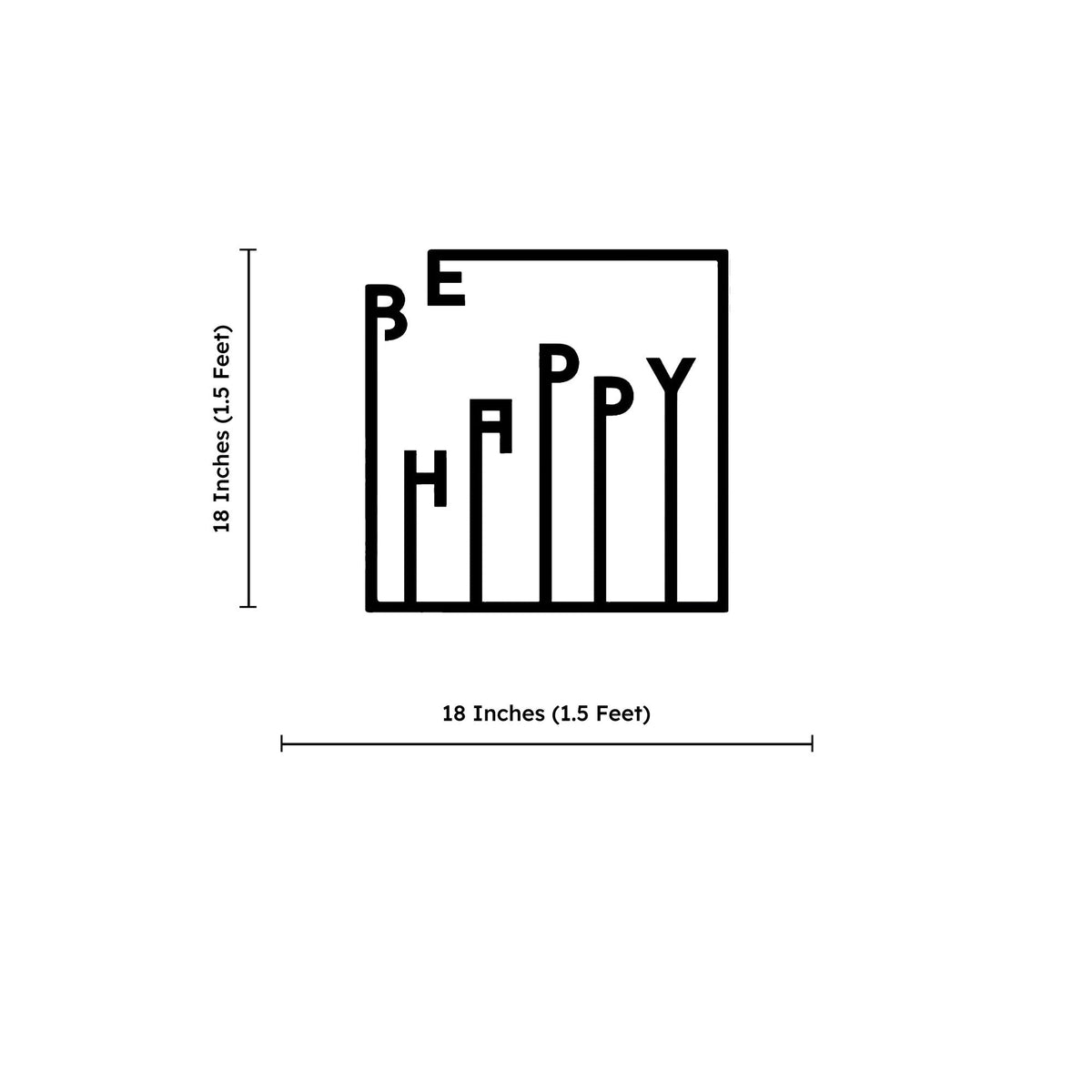 Be Happy Text Design Square Metal Artwork Wall Decor