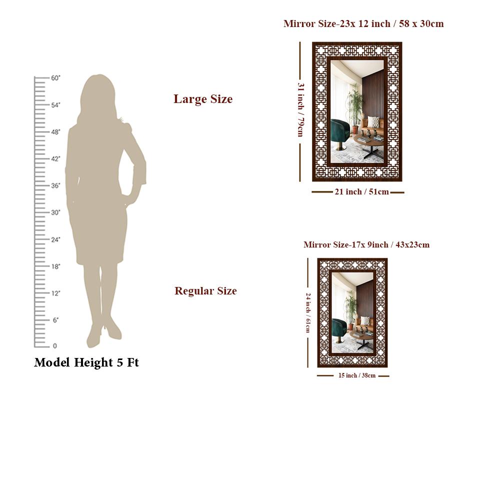 Beautiful Antique Rectangle Wooden Mirror with Walnut Finish
