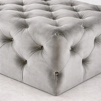 Beautiful Artistic Design Tufted Grey Velvet Ottoman