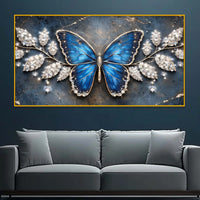 Beautiful Butterfly Crystal Glass Wall Painting