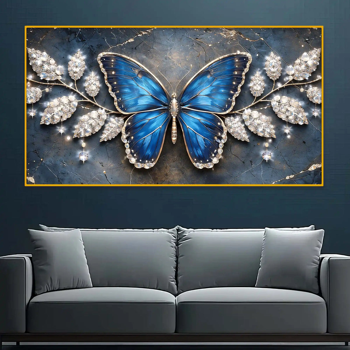 Beautiful Butterfly Crystal Glass Wall Painting