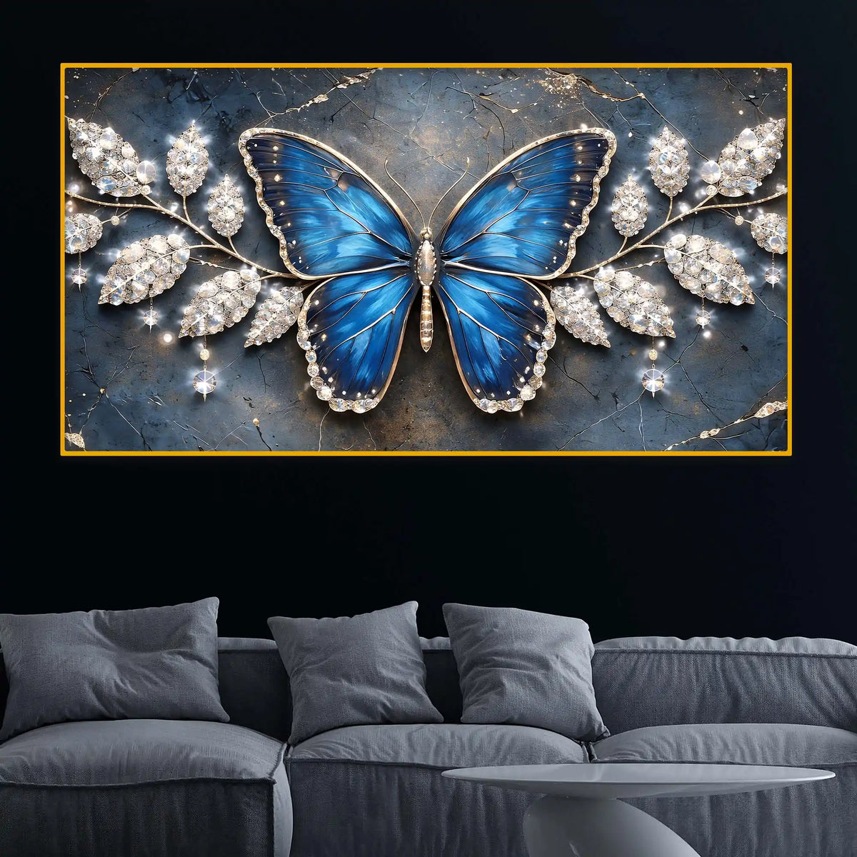 Beautiful Butterfly Crystal Glass Wall Painting