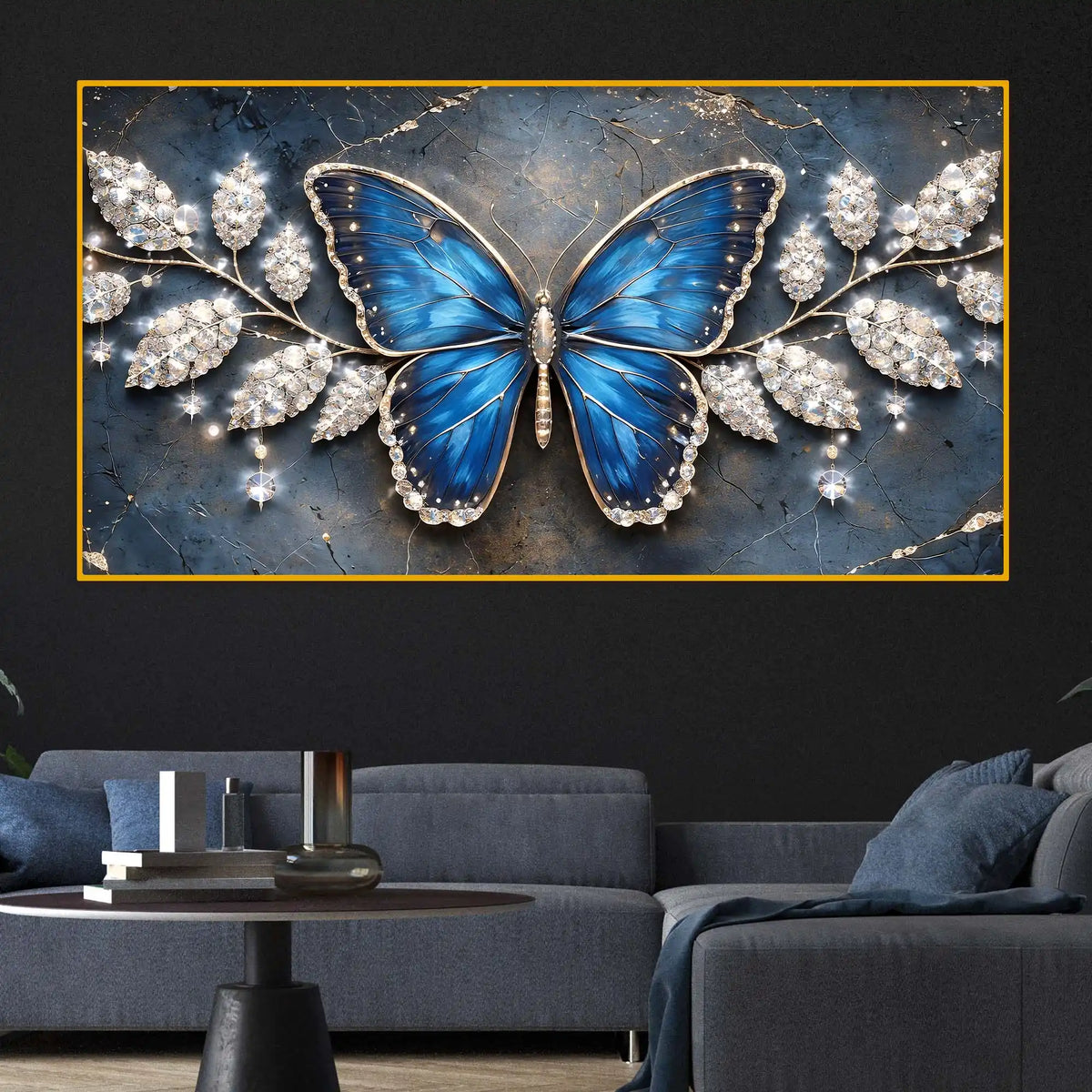 Beautiful Butterfly Crystal Glass Wall Painting
