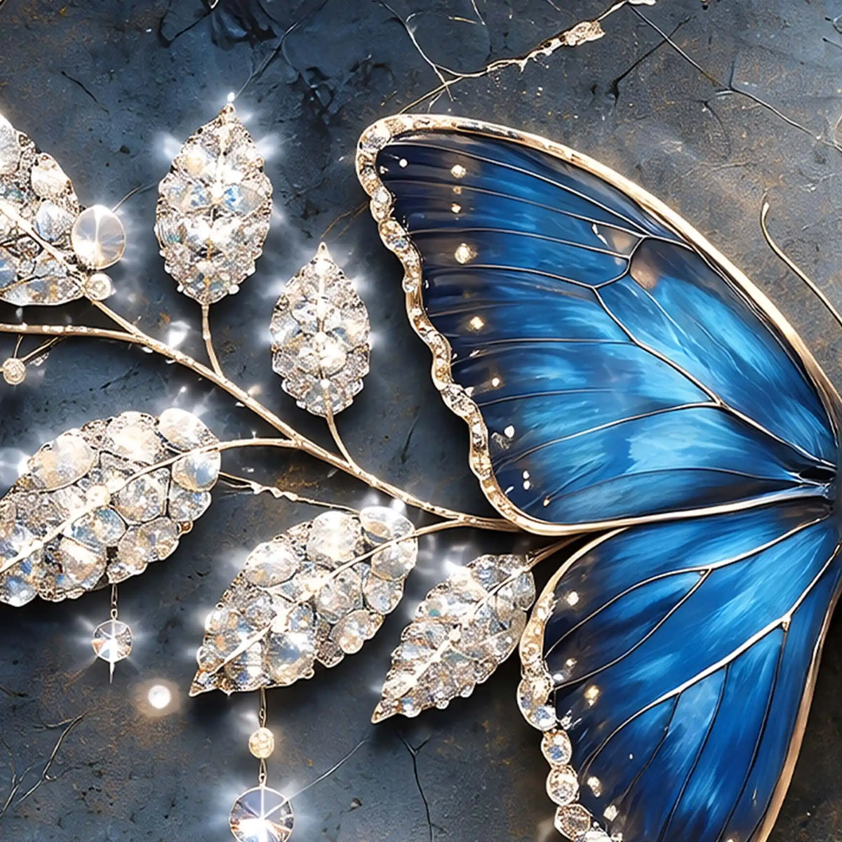 Beautiful Butterfly Crystal Glass Wall Painting