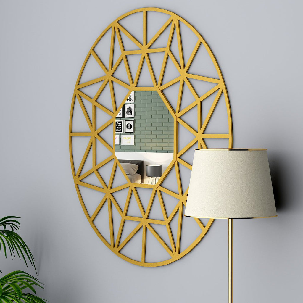 Beautiful Decorative Wooden Mirror with Golden Finish Frame