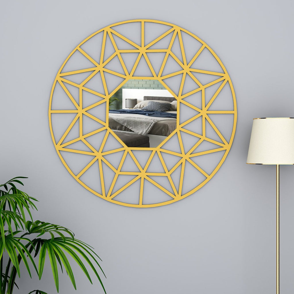 Beautiful Decorative Wooden Mirror with Golden Finish Frame